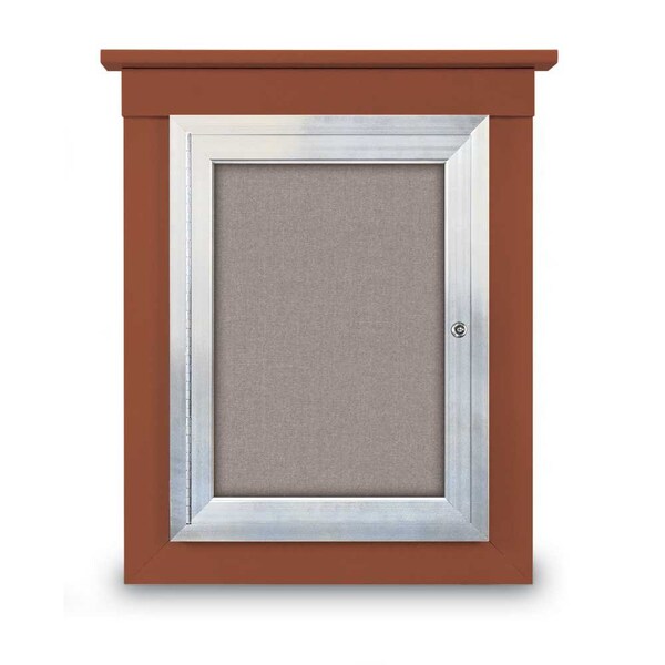 72"x48" 3-Door Enclosed Letterboard, Burgundy/Lt Oak